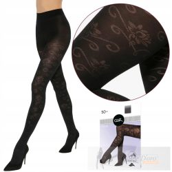 FLORAL-02 50 den mintás har. nadr., nero 2