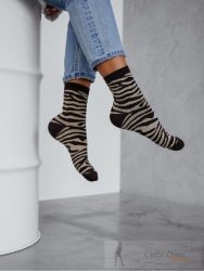 MILENA női zokni 60, zebra 2, mokka, 37-41