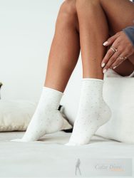 MILENA női zokni 91, pöttyös, ecru 37-41